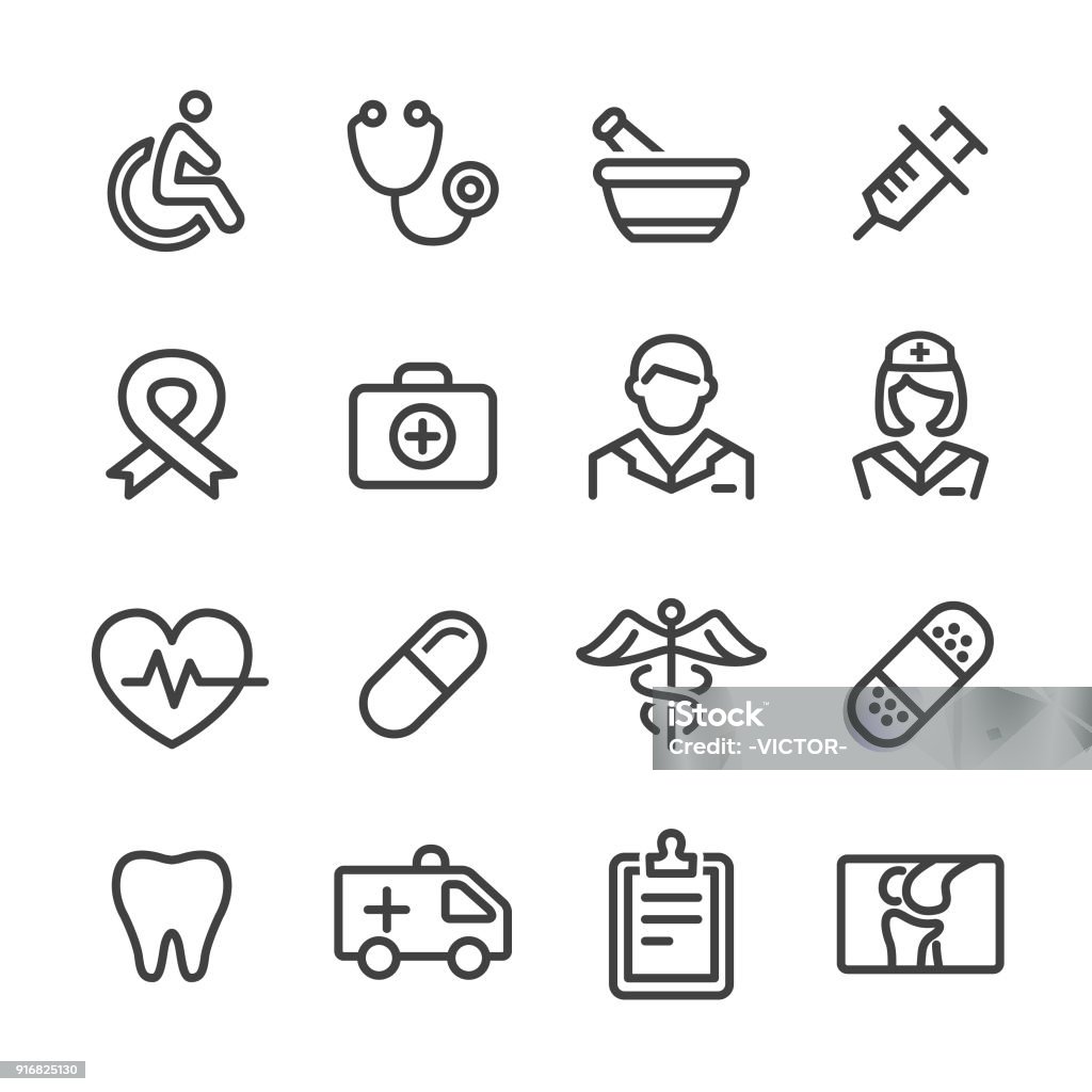 Medicine Icons - Line Series Medicine, healthcare and medicine, doctor, nurse, Icon Symbol stock vector