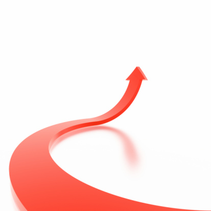 red arrow on white background. Isolated 3D illustration