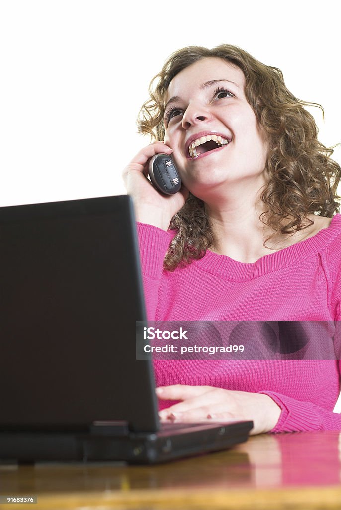 Emotionale Telefon sprechen - Lizenzfrei Arbeiten Stock-Foto