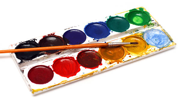istock set of water-colour paints and brush 91683646