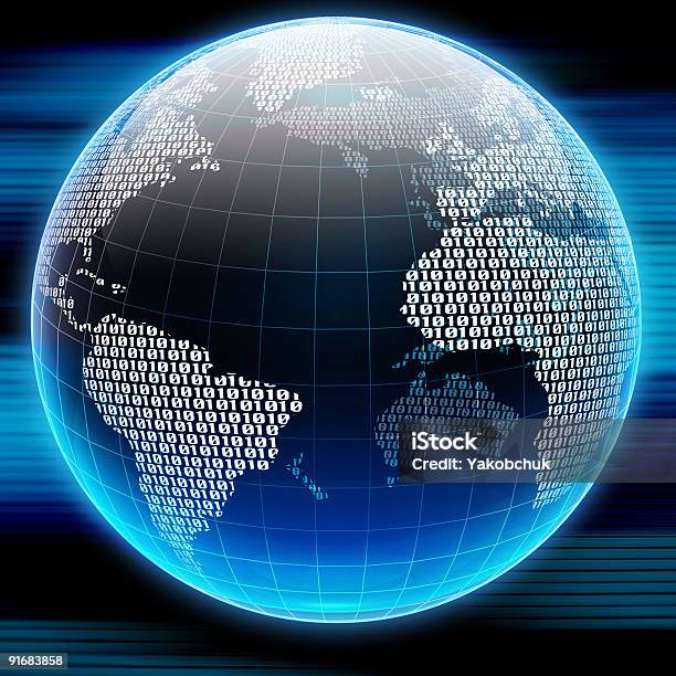 Digital Globe Stock Photo - Download Image Now - Abstract, Binary Code, Blue