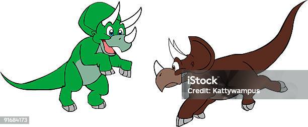 Playful Triceratops Stock Illustration - Download Image Now - Animal, Cartoon, Ceratopsia