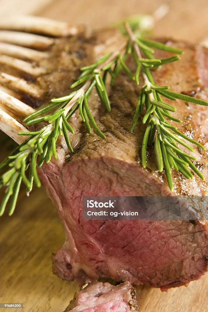 Roasted rack of lamb  Close-up Stock Photo