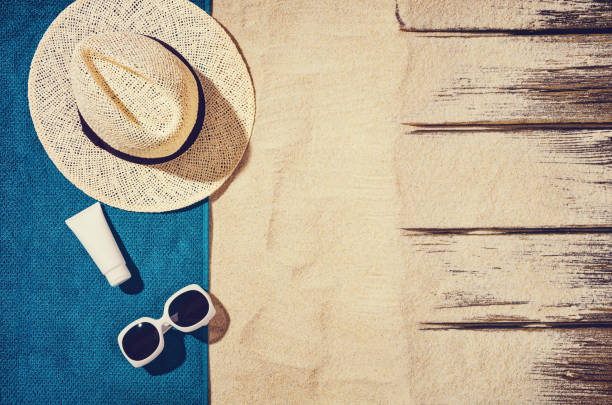 istock Top view of sandy beach. Background with copy space 916845038