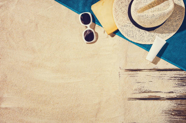 istock Top view of sandy beach. Background with copy space 916845284