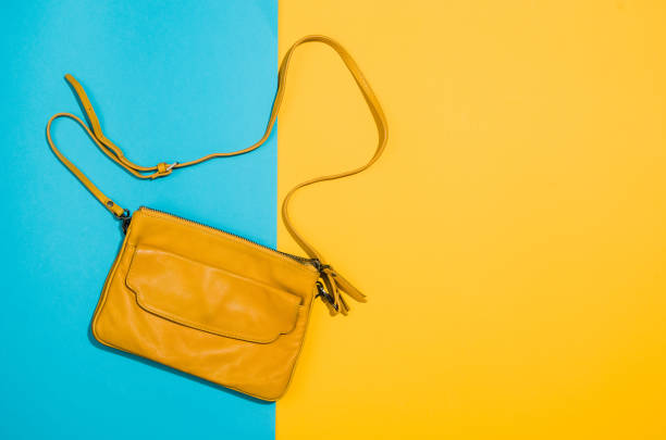 istock Woman's accessories flat lay on colorful background top view 916845946