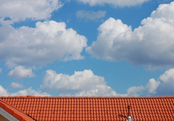 istock Red Roof and Cloudy Sky 91684617