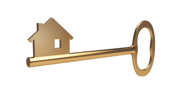 golden house key (mortgage symbole - occupancy photos et images de collection