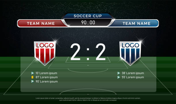 soccer scoreboard team A vs team B strategy broadcast graphic template, football score for web, poster, banner. vector illustration soccer scoreboard team A vs team B strategy broadcast graphic template, football score for web, poster, banner. vector illustration soccer drawings stock illustrations