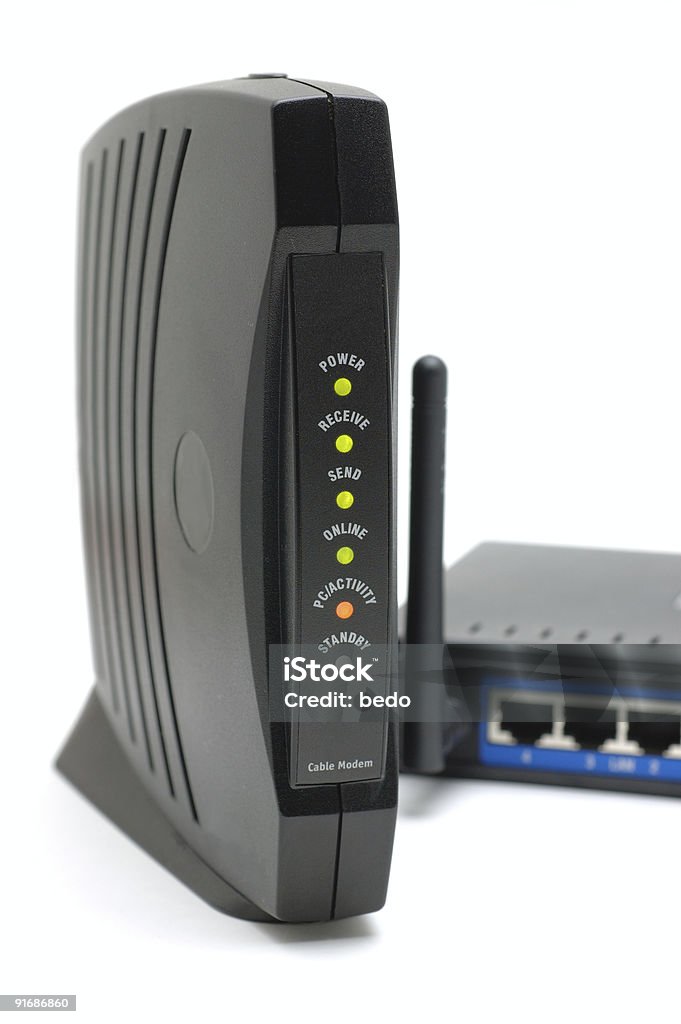 modem via cavo e router - Foto stock royalty-free di Attrezzatura
