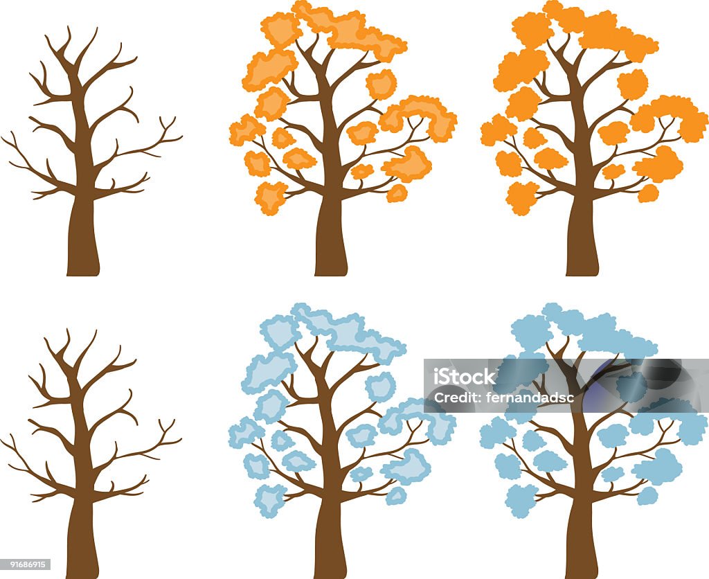 Arancio e blu alberi - Illustrazione stock royalty-free di Albero
