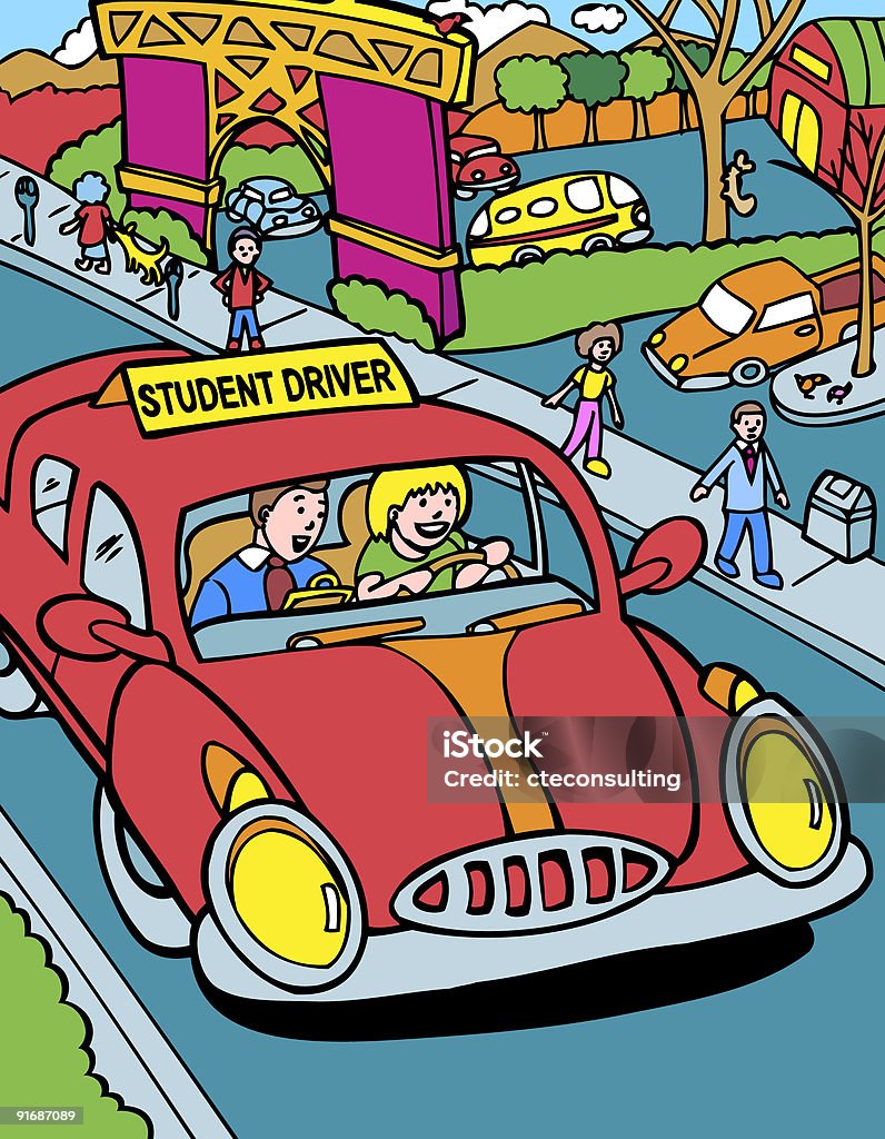 Student kierowcy i instruktora - Zbiór ilustracji royalty-free (Amator)