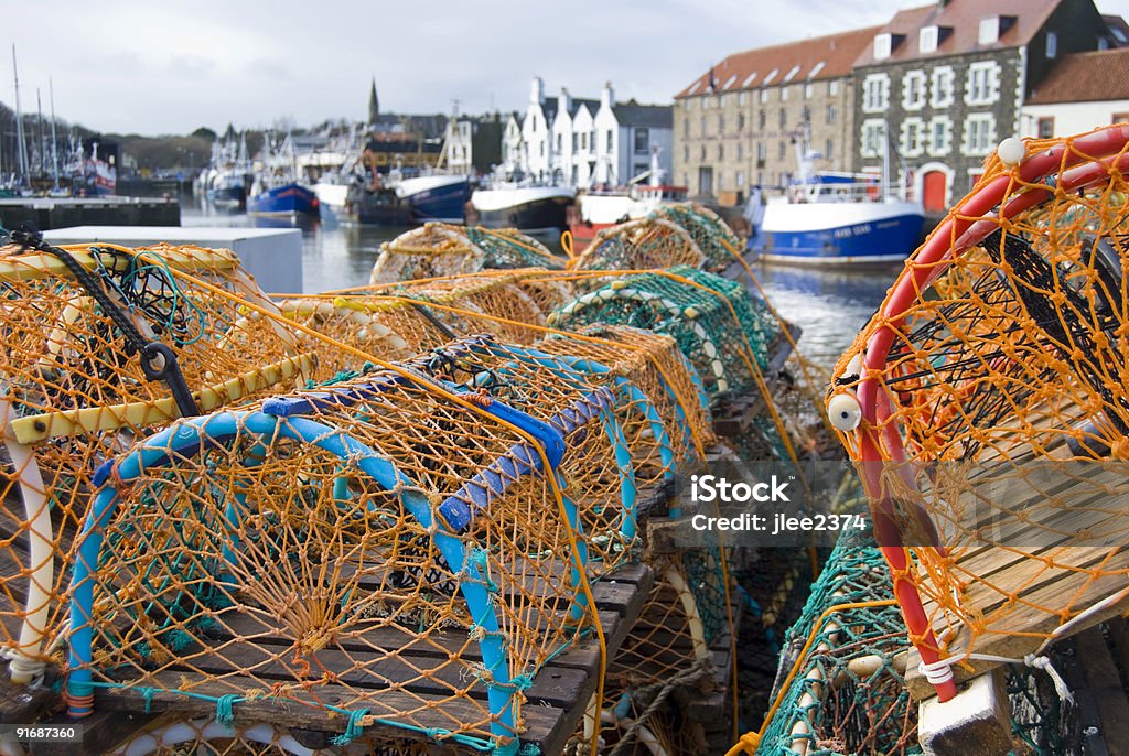 Lobster pots at Eyemouth harbour, Scotland  Scotland Stock Photo