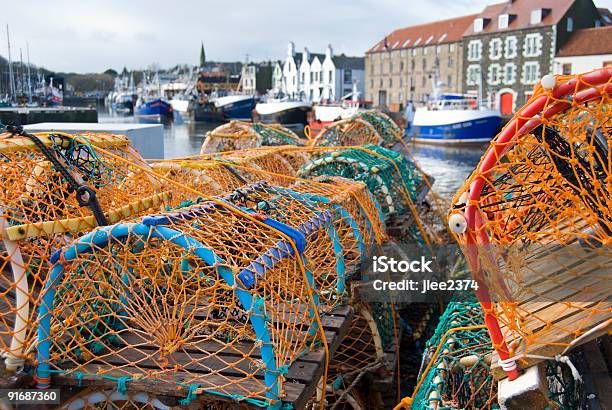 Lobster Pots At Eyemouth Harbour Scotland Stock Photo - Download Image Now - Scotland, Trawler, Eyemouth