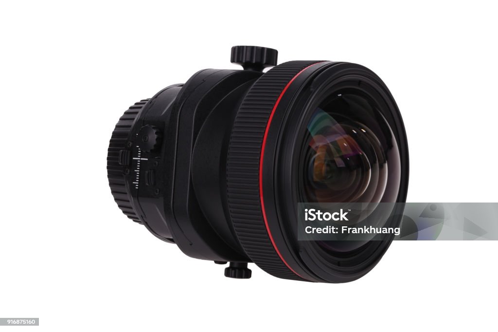 Tilt and shift lens Tilt and shift lens on white background Aperture Stock Photo