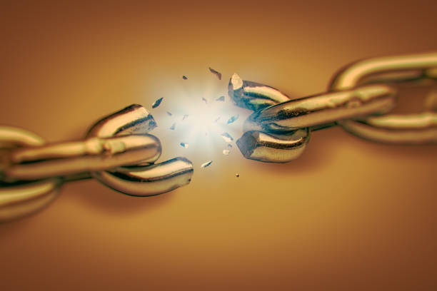 Steel chain close-up, 3d Rendering
