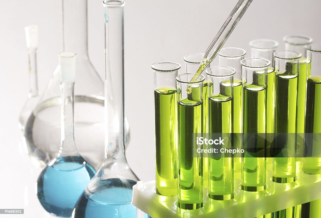 test tubes and dropper  Analyzing Stock Photo