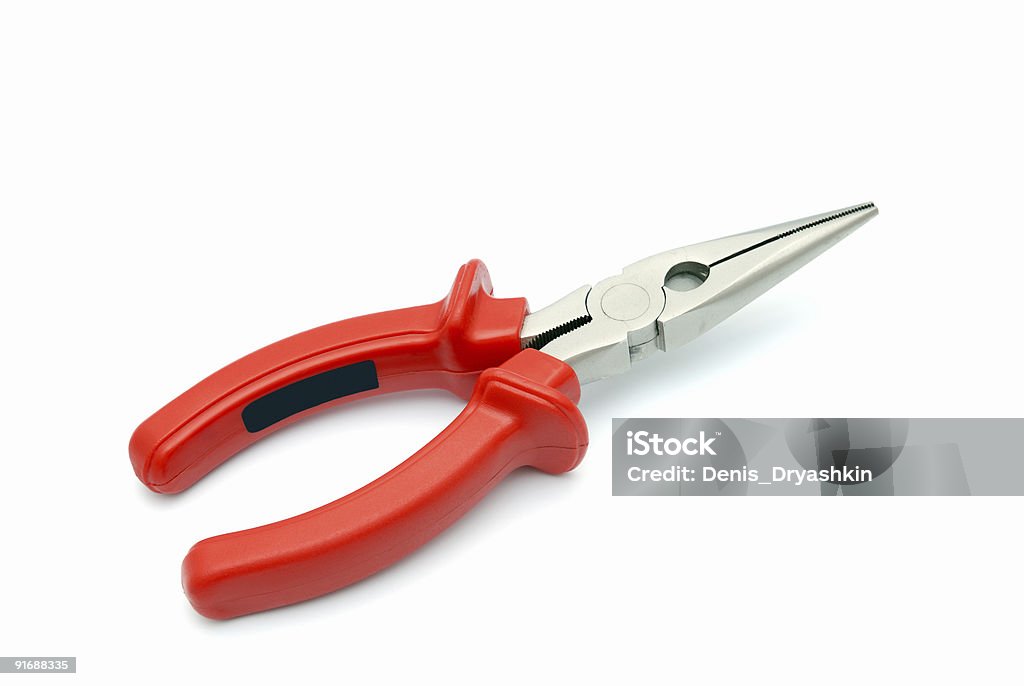Плоские плоскогубцев с красным ручками - Стоковые фото Белый роялти-фри