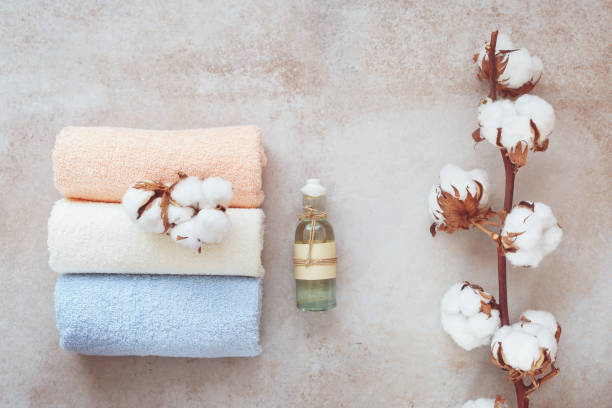 istock Spa and aromatherapy still life on concrete,flat lay 916884682