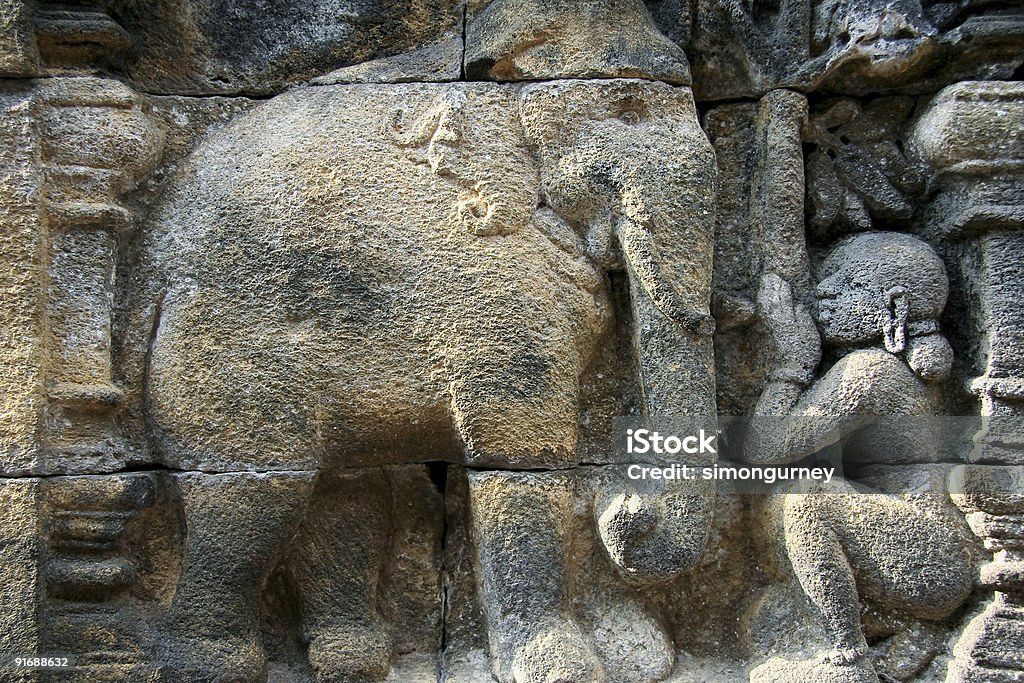 borobudur elephant  Ancient Stock Photo