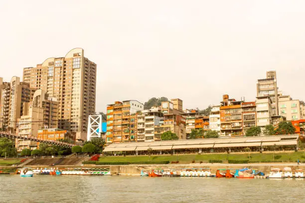 Landscape of Riverside area and building of Bitan in Taipei,Taiwan