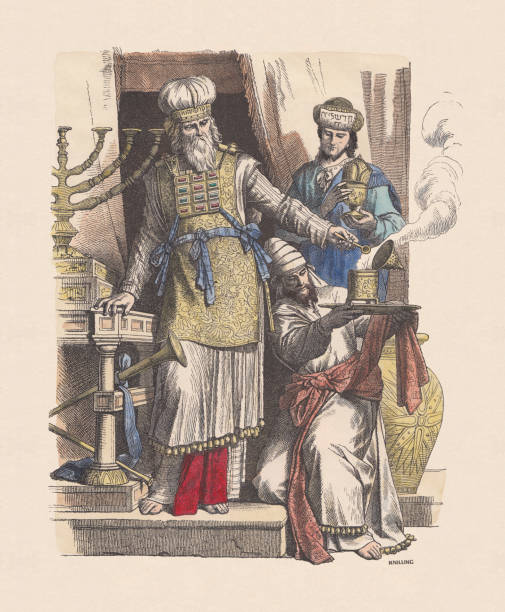 istock Jewish high priest and levites, hand-colored wood engraving, published c.1880 916889360