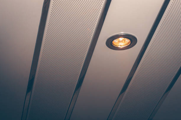 istock Round ceiling lamp, suspended ceiling with built-in lamp 916890122