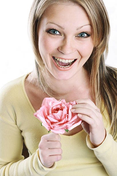 beautiful girl with flower stock photo