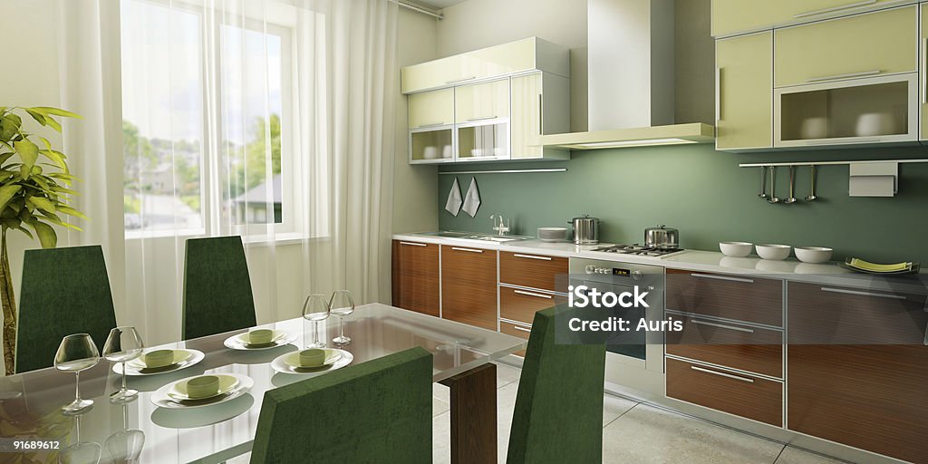 Cozinha moderna interior - Royalty-free Apartamento Foto de stock