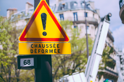 Chaussee Deformee sign in Paris, France
