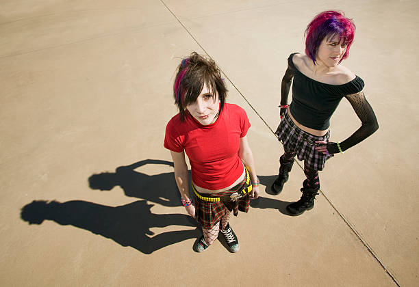 Punk Girls on Concrete  emo stock pictures, royalty-free photos & images