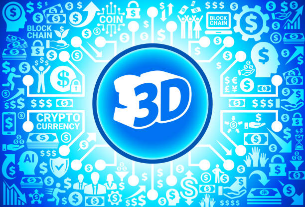 3d значок на деньги и криптовалюты фон - film sprocket technology financial figures stock illustrations