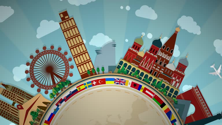 Famous European Landmarks, including all Flags - Semi-Circle Loop: #1