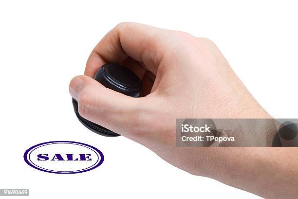 Hand And Rubber Stamp Sale Stock Photo - Download Image Now - Human Hand, Postage Stamp, Rubber Stamp