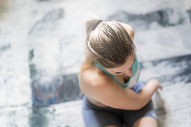 Girl at home doing exercises