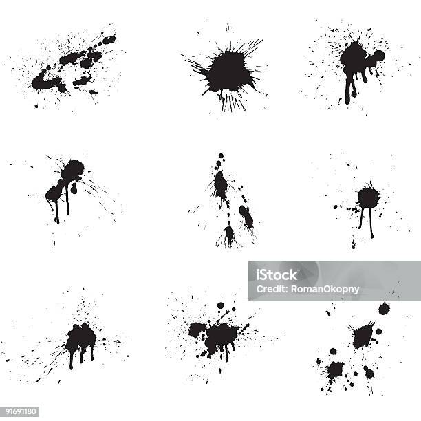 Verschiedene Schwarze Blots Stock Vektor Art und mehr Bilder von Abstrakt - Abstrakt, Bildhintergrund, Farbbild