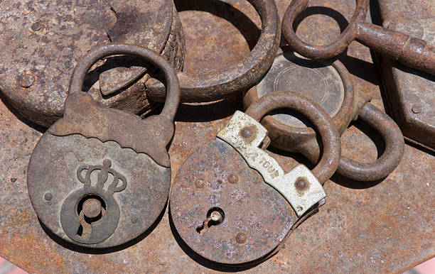 Old padlocks stock photo