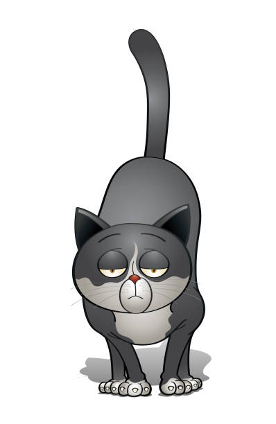 Bored cat Bored cat walking around. weak cat stock illustrations