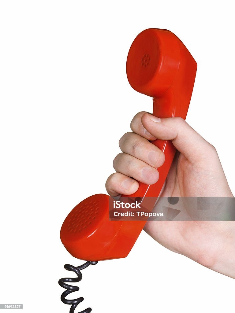 Receptor de Telefone e discurso bolha em mãos - Foto de stock de Amor à Primeira Vista royalty-free