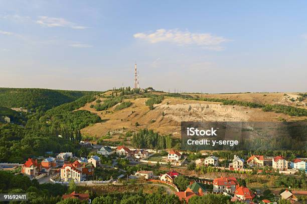 Town In The Gorge Stock Photo - Download Image Now - Russia, Beauty In Nature, Blue