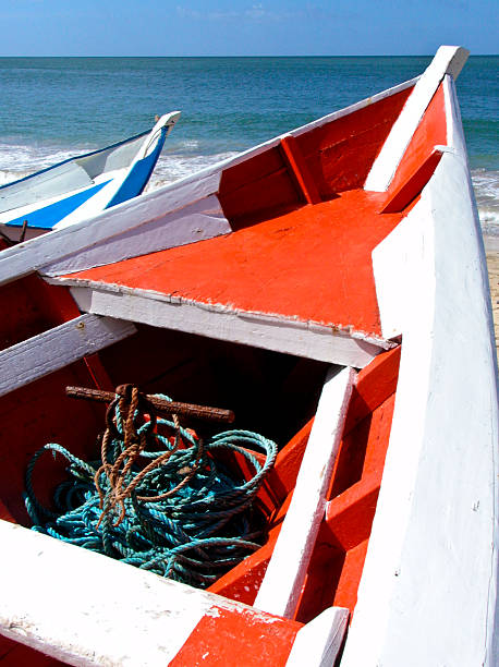 Boats at the beach stock photo