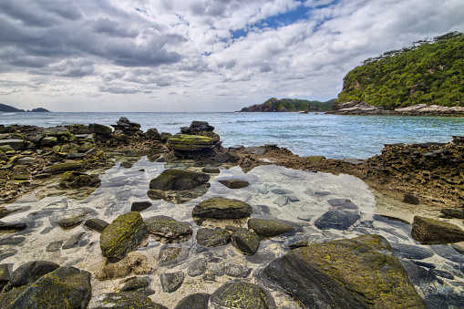 Photo of rocky shoreline in Okinawa Prefecture, Japan