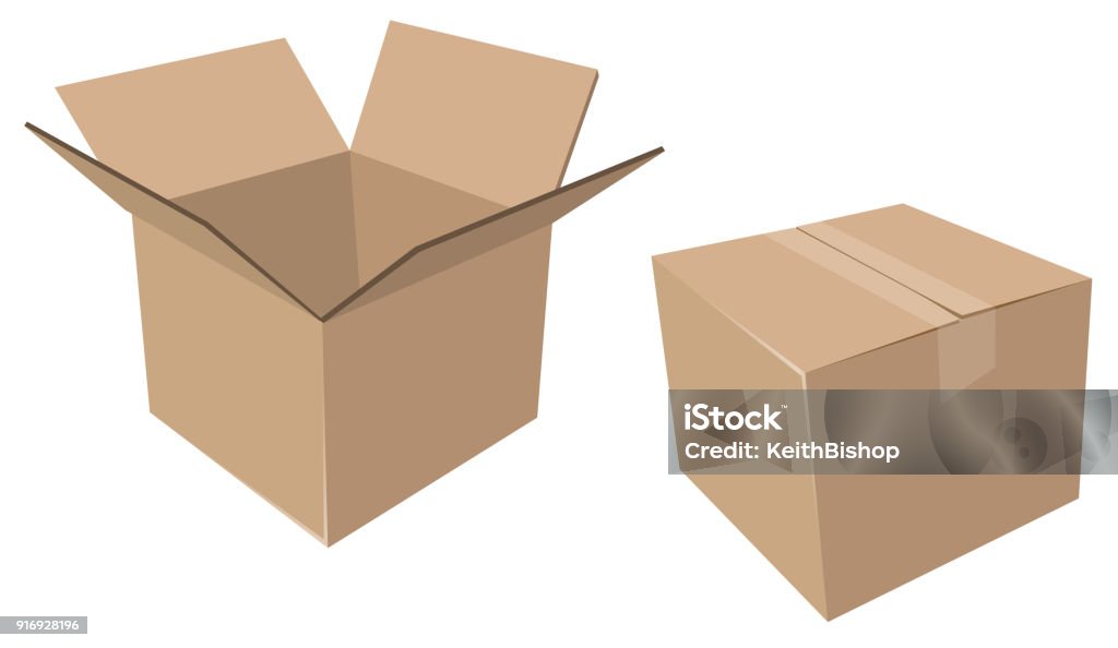 Isolated Cardboard Moving Boxes, Open and Closed Graphic illustrations of Isolated Cardboard Moving Boxes, Open and Closed Cardboard Box stock vector