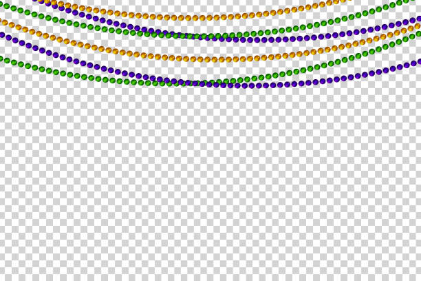 illustrazioni stock, clip art, cartoni animati e icone di tendenza di perline isolate realistiche vettoriali per il martedì grasso per la decorazione e la copertura sullo sfondo trasparente. concetto di happy mardi gras. - bead