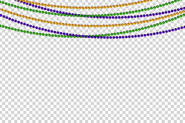 Vector realistic isolated beads for Mardi Gras for decoration and covering on the transparent background. Concept of Happy Mardi Gras. Vector realistic isolated beads for Mardi Gras for decoration and covering on the transparent background. Concept of Happy Mardi Gras. mardi gras stock illustrations