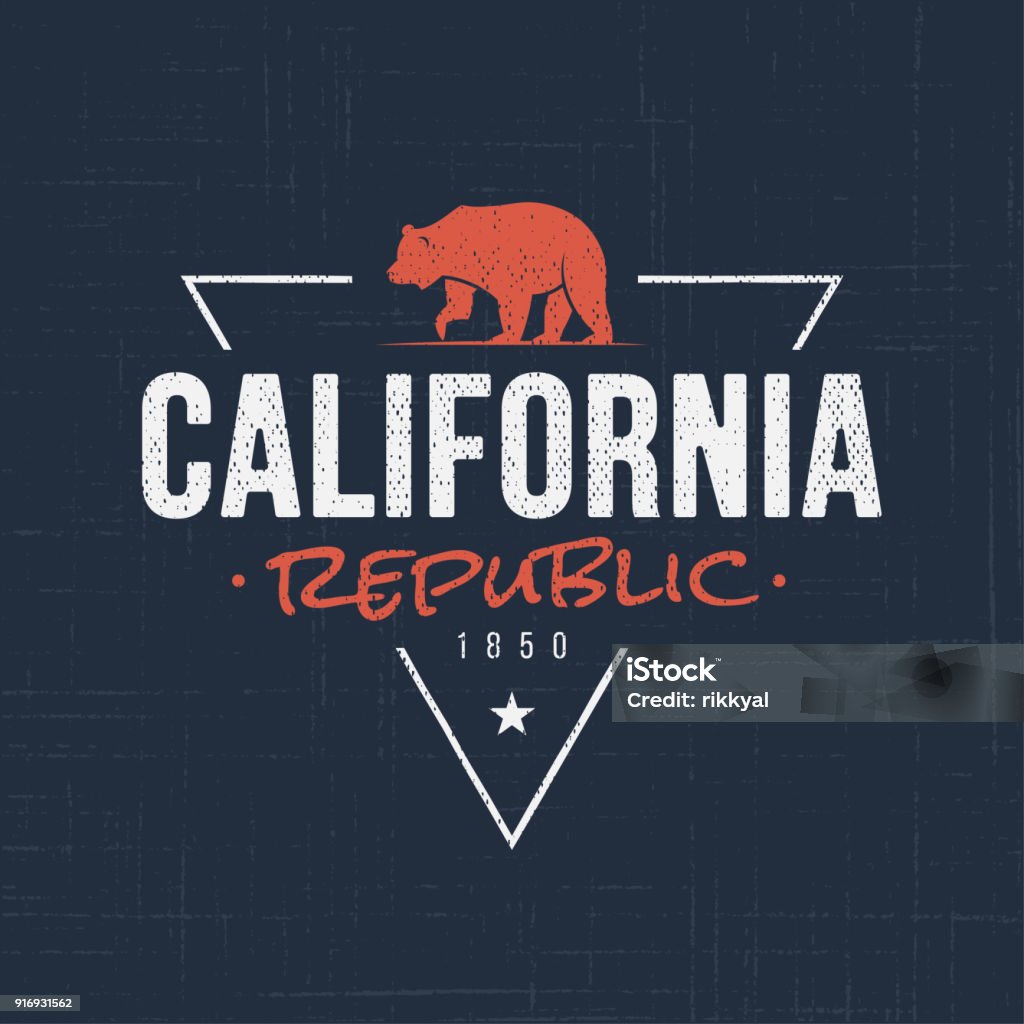 République de Californie. Conception de T-shirt et vêtements - clipart vectoriel de Californie libre de droits