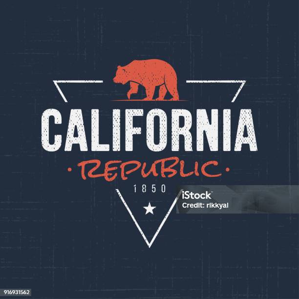California Republic Tshirt And Apparel Design Stock Illustration - Download Image Now - California, Logo, Bear