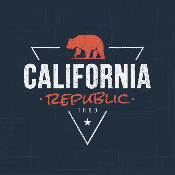 Vector illustration of California republic. T-shirt and apparel design