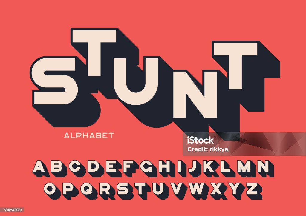 Styled sans serif bold letters with long shadow Styled sans serif bold letters with long shadow. Vector alphabet, typeface, font, typography. Global swatches. Typescript stock vector