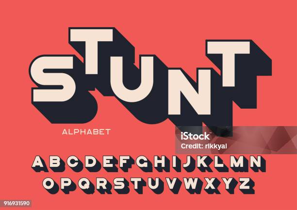 Styled Sans Serif Bold Letters With Long Shadow Stock Illustration - Download Image Now - Typescript, Three Dimensional, Block Shape